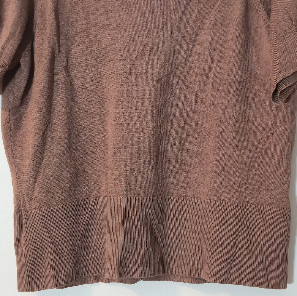 Ricki's XXL Brown V-Neck Cardigan Short Sleeve Button Down Classic Knit Sweater - Picture 13 of 16